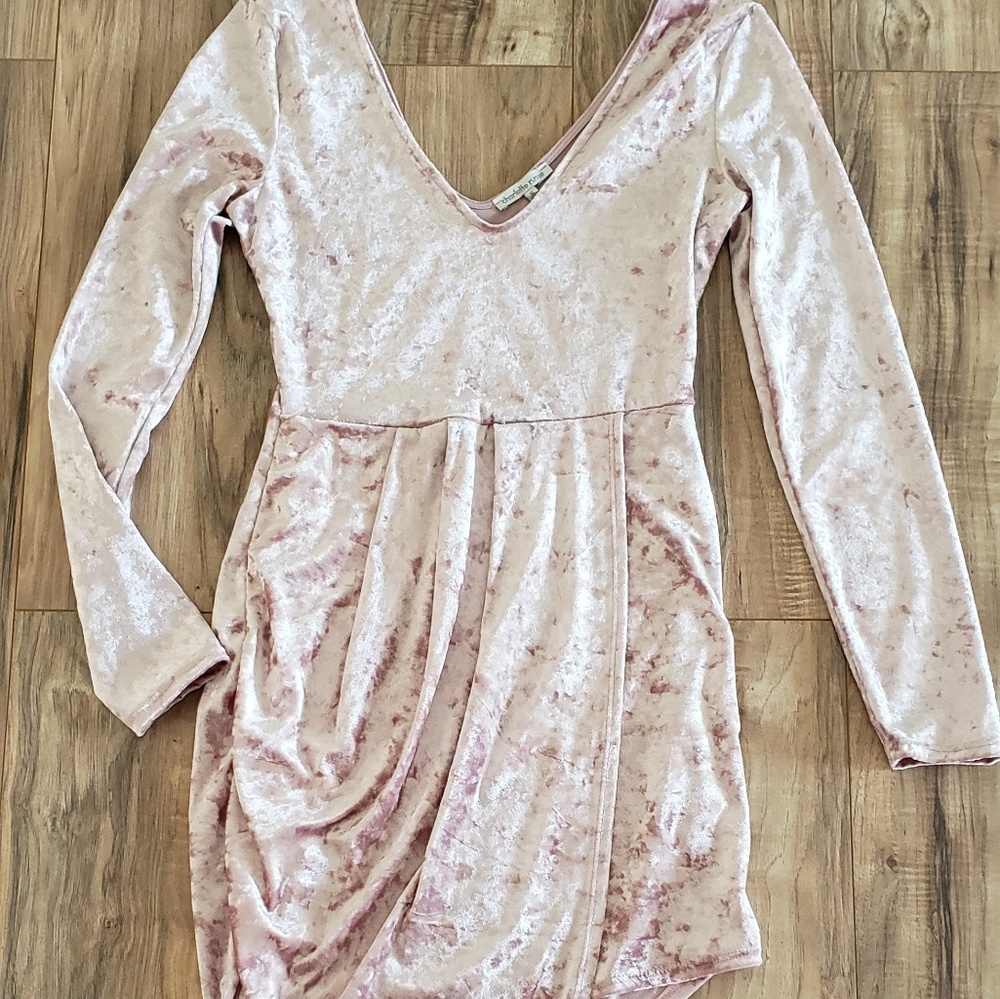 Pink velvet dress